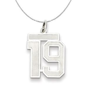 Sterling Silver, Jersey Collection, Medium Number 19 Necklace - 20 In